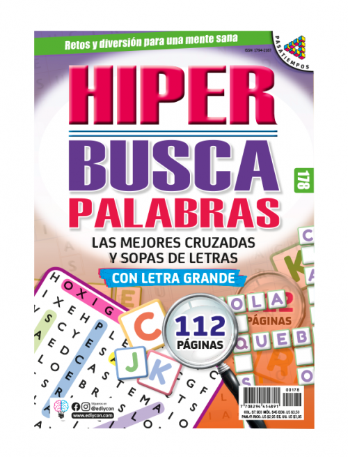 HIPER BUSCAPALABRAS, HBP 178 CRUZADAS, SOPAS DE LETRAS, LETRA GRANDE,