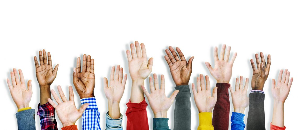 Group of Multiethnic Diverse Hands Raised